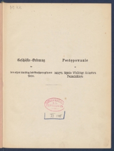 Gesch&auml;fts-Ordnung f&uuml;r den achten Landtag des Gro&szlig;herzogthums Posen = Postępowanie na &oacute;smym Sejmie Wielkiego Księstwa Poznańskiego.