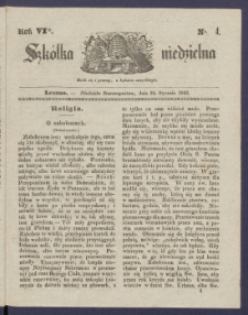 Szk&oacute;łka Niedzielna : [pismo czasowe poświęcone włościanom]. 1842, R. 6 nr 4