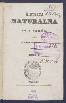 Historya naturalna dla szk&oacute;ł.