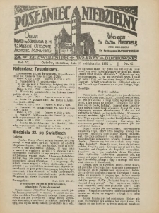 Posłaniec Niedzielny: organ Parafii św. Stanisława BM w Mieście Ostrowie Archidiec. Poznańskiej 1932.10.16 R.6 Nr42
