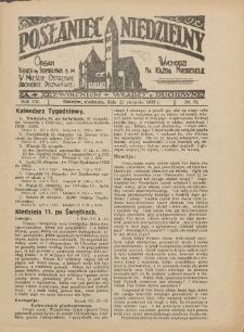 Posłaniec Niedzielny: organ Parafii św. Stanisława BM w Mieście Ostrowie Archidiec. Poznańskiej 1933.08.20 R.7 Nr34