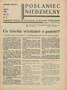 Posłaniec Niedzielny: organ Parafii św. Stanisława BM w Mieście Ostrowie Archidiec. Poznańskiej 1935.03.03 R.9 Nr9