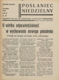 Posłaniec Niedzielny: organ Parafii św. Stanisława BM w Mieście Ostrowie Archidiec. Poznańskiej 1935.09.01 R.9 Nr35