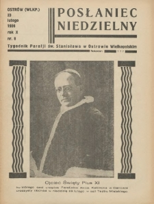 Posłaniec Niedzielny: organ Parafii św. Stanisława BM w Mieście Ostrowie Archidiec. Poznańskiej 1936.02.23 R.10 Nr8