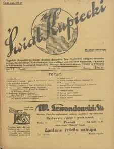 Świat Kupiecki : tygodnik gospodarczy : organ zrzeszeń kupieckich, złączonych w Związkach Towarzystw Kupieckich (...) 1927.05.28 R.3 Nr 22