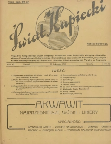 Świat Kupiecki. Tygodnik Gospodarczy- Organ oficjalny Związk&oacute;w Tow. Kupieckich(...) 1927.11.19 R.3 Nr 47