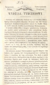 Emigracya Polska Stowarzyszenie Podatkowe. Wydział Tymczasowy. Nr 3. 1863