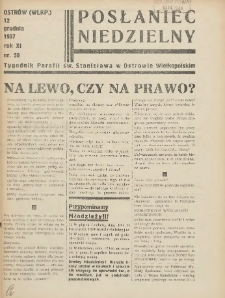 Posłaniec Niedzielny: organ Parafii św. Stanisława BM w Mieście Ostrowie Archidiec. Poznańskiej 1937.12.12 R.11 Nr50