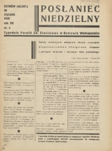 Posłaniec Niedzielny: organ Parafii św. Stanisława BM w Mieście Ostrowie Archidiec. Poznańskiej 1938.01.30 R.12 Nr5