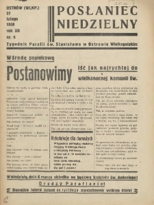 Posłaniec Niedzielny: organ Parafii św. Stanisława BM w Mieście Ostrowie Archidiec. Poznańskiej 1938.02.27 R.12 Nr9