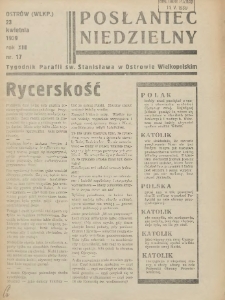 Posłaniec Niedzielny: organ Parafii św. Stanisława BM w Mieście Ostrowie Archidiec. Poznańskiej 1939.04.23 R.13 Nr17