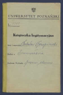[Indeks studencki] : [Incipit:] Książeczka legitymacyjna [...]