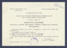 [Zaproszenie] : [Incipit:] Zarząd Uczelniany TPPR przy Uniwersytecie im. A. Mickiewicza w Poznaniu uprzejmie zaprasza na Uroczystą Akademię poświęconą uczczeniu 59-tej rocznicy Wielkiej Socjalistycznej Rewolucji Październikowej : Akademia odbędzie się w dniu 5 listopada br. o godz. 17.00 w małej auli w Coll. Minus [...]