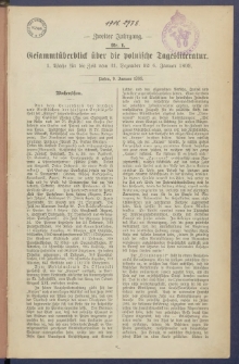 Gesamt&uuml;berblick &uuml;ber die Polnische Tagesliteratur 1893.01.09 R.2 Nr1