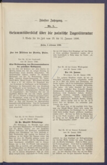 Gesamt&uuml;berblick &uuml;ber die Polnische Tagesliteratur 1896.02.03 R.5 Nr5