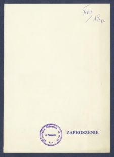 Zaproszenie : [Incipit:] Biblioteka Gł&oacute;wna Uniwersytetu im. Adama Mickiewicza w Poznaniu, Państwowe Przedsiębiorstwo "Dom Książki" w Poznaniu, Wydawnictwa Macmillian Publishers Ltd, W.M. Heinemann Ltd, Faber and Faber Ltd, E. Arnold Ltd Londyn zapraszają na otwarcie Wystawy książek naukowych wydawc&oacute;w angielskich z Londynu w dniu 24 kwietnia 1979 r. o godz. 10.00 [...].