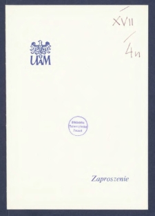 Zaproszenie : [Incipit:] Rektor i Senat Uniwersytetu im. Adama Mickiewicza w Poznaniu maja zaszczyt zaprosić Panią/Pana ... na otwarcie wystawy Uniwersytet im. Christiana Albrechta w Kilonii w środę 12 października 1988 r. o godz. 12.00 w hallu Biblioteki Uniwersyteckiej [...]