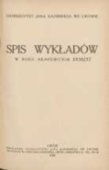 Spis wykładów w roku akademickim 1936/1937. Uniwersytet Jana Kazimierza we Lwowie