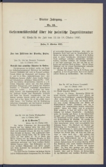 Gesamt&uuml;berblick &uuml;ber die Polnische Tagesliteratur 1895.10.21 R.4 Nr42