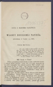 Nauka X. Hieronima Kajsiewicza o władzy doczesn&eacute;j papieża powiedziana w Paryżu r. p. 1860 w Niedzielę Męki Pański&eacute;j.