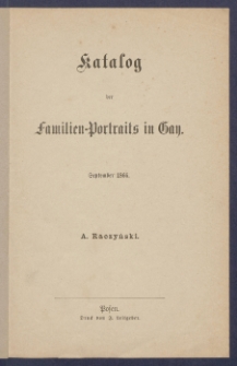 Katalog der Familien-Portraits in Gay : September 1866.