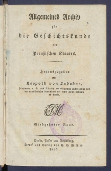 Allgemeines Archiv f&uuml;r die Geschichtskunde des Preussischen Staates. Bd. 17(1835)