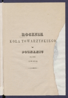 Rocznik Koła Towarzyskiego w Poznaniu na rok 1869