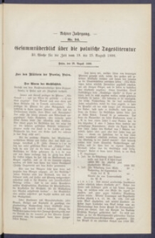 Gesamt&uuml;berblick &uuml;ber die Polnische Tagesliteratur 1899.08.28 R.8 Nr34