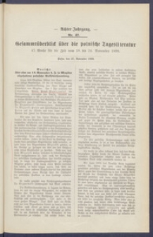 Gesamt&uuml;berblick &uuml;ber die Polnische Tagesliteratur 1899.11.27 R.8 Nr47