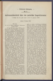 Gesamt&uuml;berblick &uuml;ber die Polnische Tagesliteratur 1898.01.17 R.7 Nr2