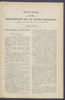 Gesamt&uuml;berblick &uuml;ber die Polnische Tagesliteratur 1898.06.10 R.7 Nr23