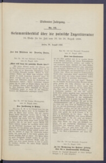Gesamt&uuml;berblick &uuml;ber die Polnische Tagesliteratur 1898.08.29 R.7 Nr34