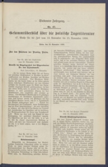 Gesamt&uuml;berblick &uuml;ber die Polnische Tagesliteratur 1898.11.28 R.7 Nr47