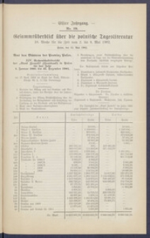 Gesamt&uuml;berblick &uuml;ber die Polnische Tagesliteratur 1902.05.13 R.11 Nr19