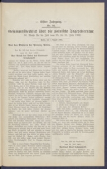 Gesamt&uuml;berblick &uuml;ber die Polnische Tagesliteratur 1902.08.05 R.11 Nr31