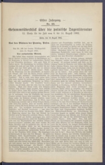 Gesamt&uuml;berblick &uuml;ber die Polnische Tagesliteratur 1902.08.19 R.11 Nr33