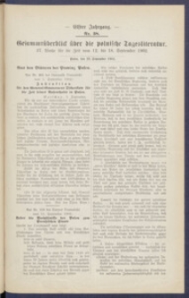 Gesamt&uuml;berblick &uuml;ber die Polnische Tagesliteratur 1902.09.23 R.11 Nr38