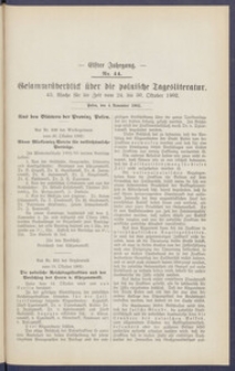 Gesamt&uuml;berblick &uuml;ber die Polnische Tagesliteratur 1902.11.04 R.11 Nr44