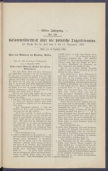 Gesamt&uuml;berblick &uuml;ber die Polnische Tagesliteratur 1902.12.16 R.11 Nr50