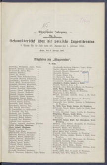 Gesamt&uuml;berblick &uuml;ber die Polnische Tagesliteratur 1906.02.06 R.15 Nr5