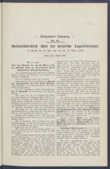 Gesamt&uuml;berblick &uuml;ber die Polnische Tagesliteratur 1906.04.03 R.15 Nr13