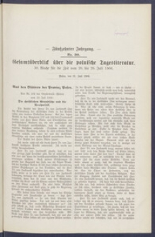 Gesamt&uuml;berblick &uuml;ber die Polnische Tagesliteratur 1906.07.31 R.15 Nr30