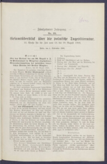 Gesamt&uuml;berblick &uuml;ber die Polnische Tagesliteratur 1906.09.04 R.15 Nr35