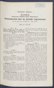 Gesamt&uuml;berblick &uuml;ber die Polnische Tagesliteratur 1907.06.11 R.16 Nr22/23