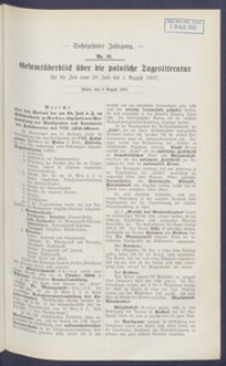 Gesamt&uuml;berblick &uuml;ber die Polnische Tagesliteratur 1907.08.06 R.16 Nr31