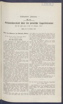 Gesamt&uuml;berblick &uuml;ber die Polnische Tagesliteratur 1907.10.15 R.16 Nr41