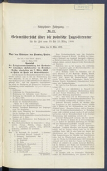 Gesamt&uuml;berblick &uuml;ber die Polnische Tagesliteratur 1909.03.30 R.17 Nr12
