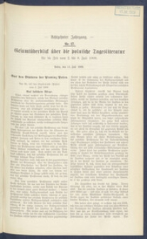 Gesamt&uuml;berblick &uuml;ber die Polnische Tagesliteratur 1909.07.13 R.17 Nr27