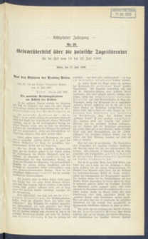 Gesamt&uuml;berblick &uuml;ber die Polnische Tagesliteratur 1909.07.27 R.17 Nr29