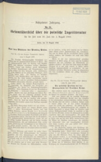 Gesamt&uuml;berblick &uuml;ber die Polnische Tagesliteratur 1909.08.10 R.17 Nr31